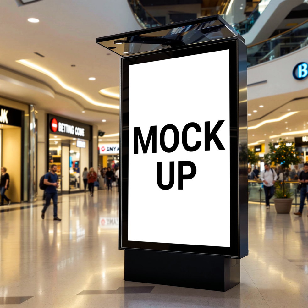 Realistic Billboard in Busy Airport Terminal with Travelers for High-Impact Advertising psd