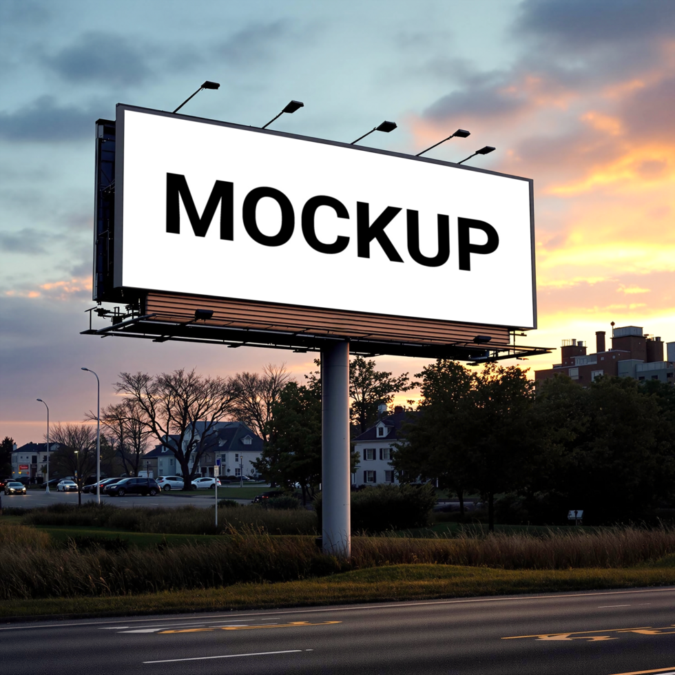 Realistic Billboard Mockup with City View and Sky Backdrop psd