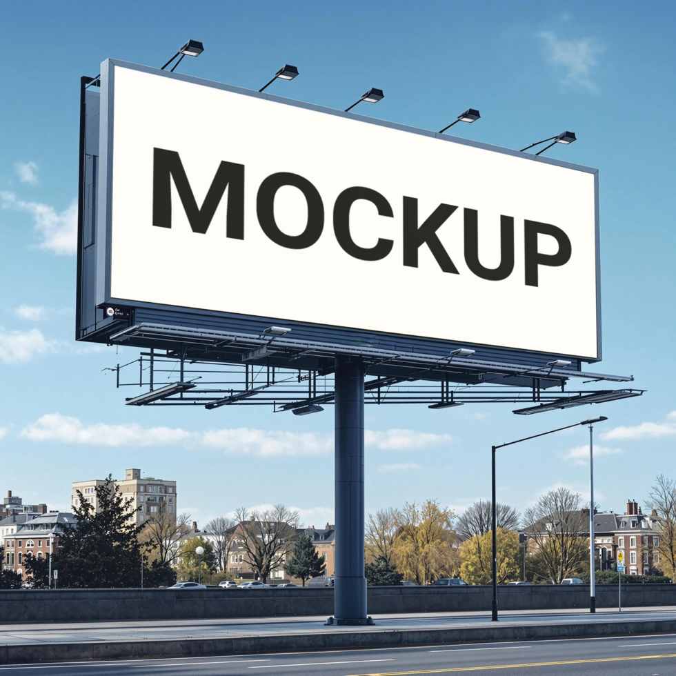 Highway Billboard Mockup with City and Sky Background psd