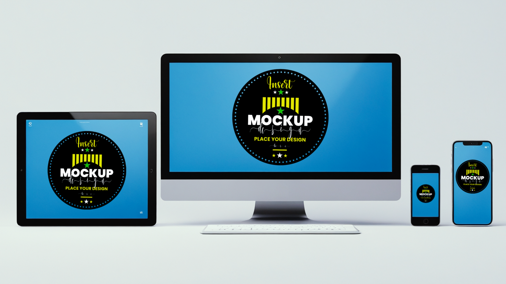 Touchscreen tablet and smartphone mock up for digital device and mobile tech presentations psd