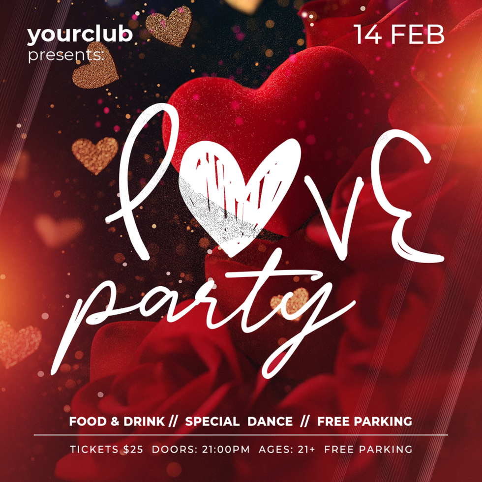 Valentine's Day Love Party Flyer psd
