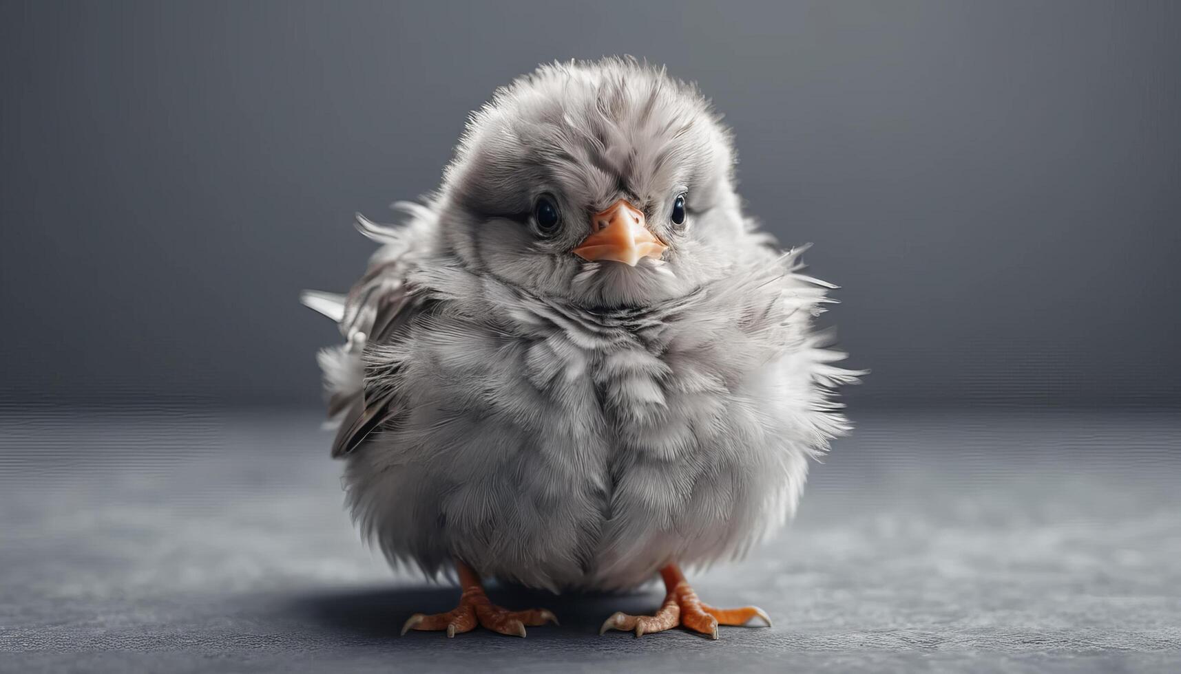 Fluffy Grey Chick Portrait photo