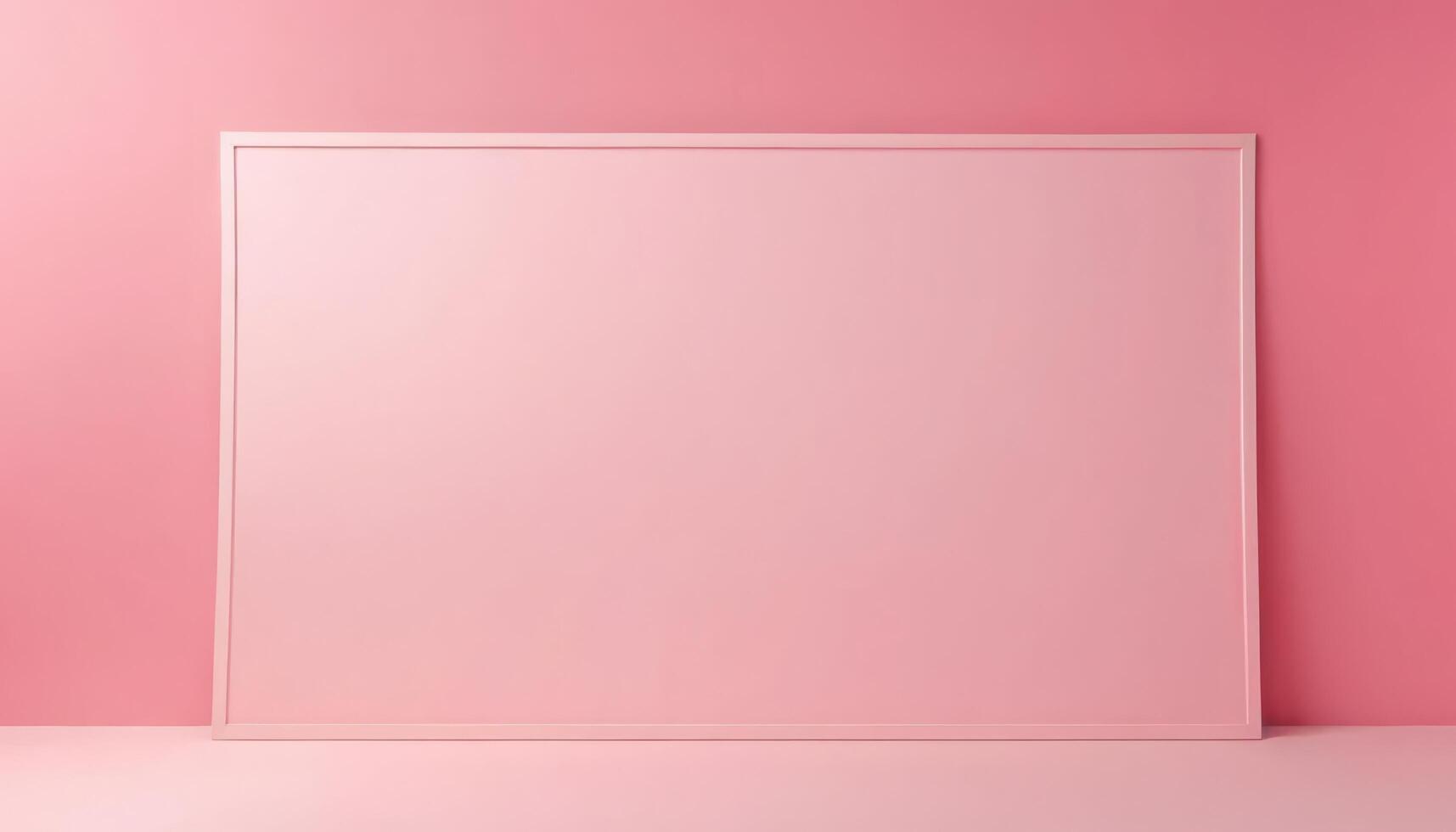Framed Blank Canvas Against Soft Pink Background in Minimalist Display photo