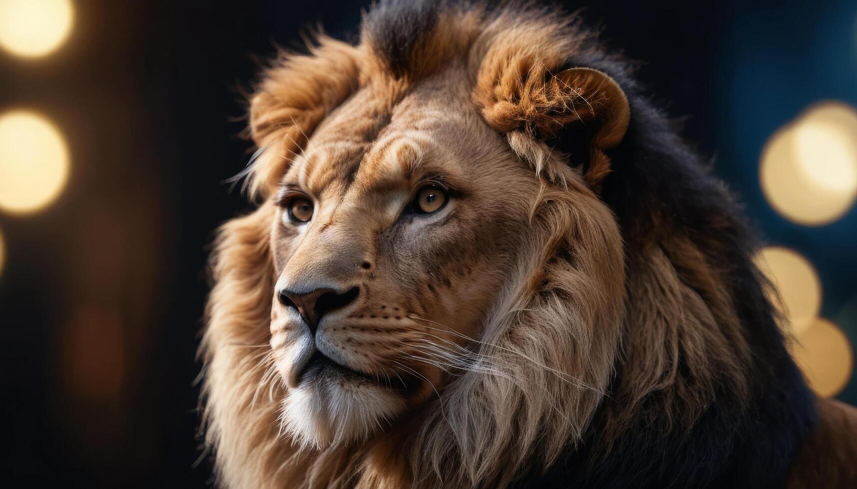 Close-Up Portrait Of A Majestic Lion photo