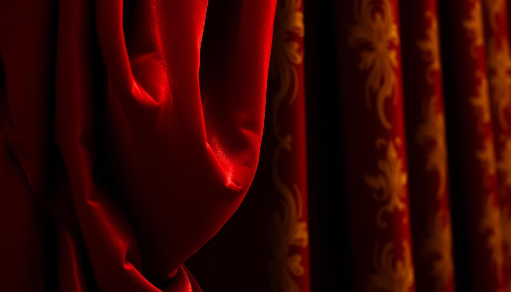 Close-Up of Red and Gold Curtains with Rich Texture photo
