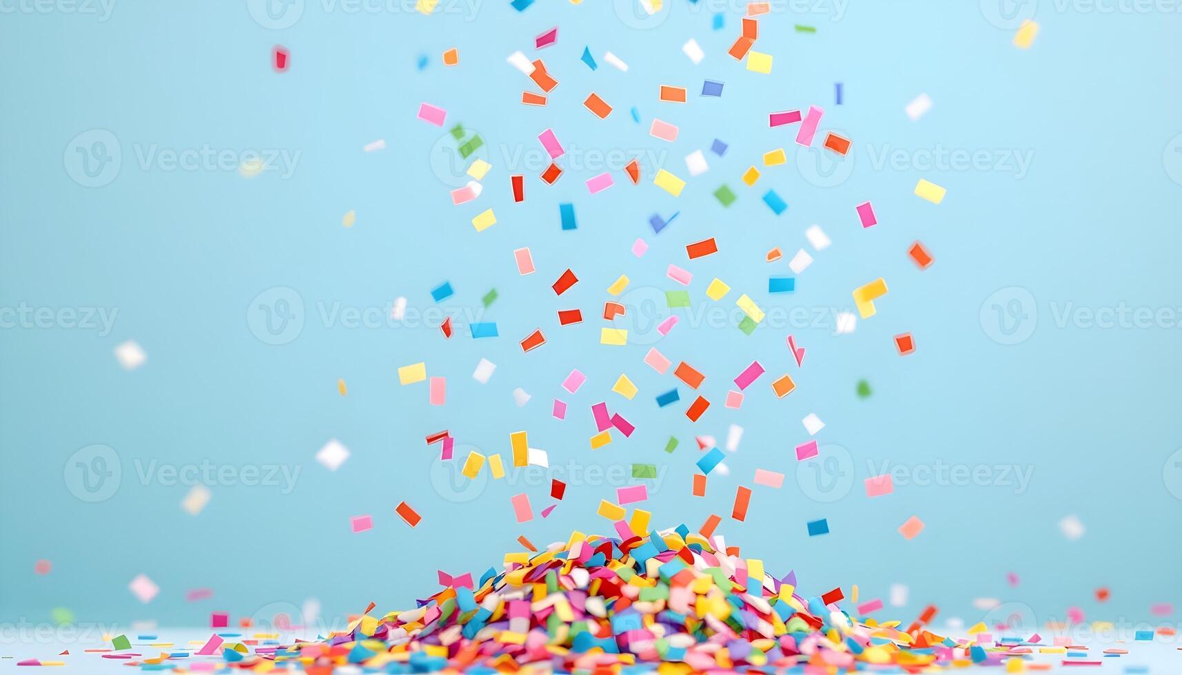 Colorful confetti falling from the top of a pile photo
