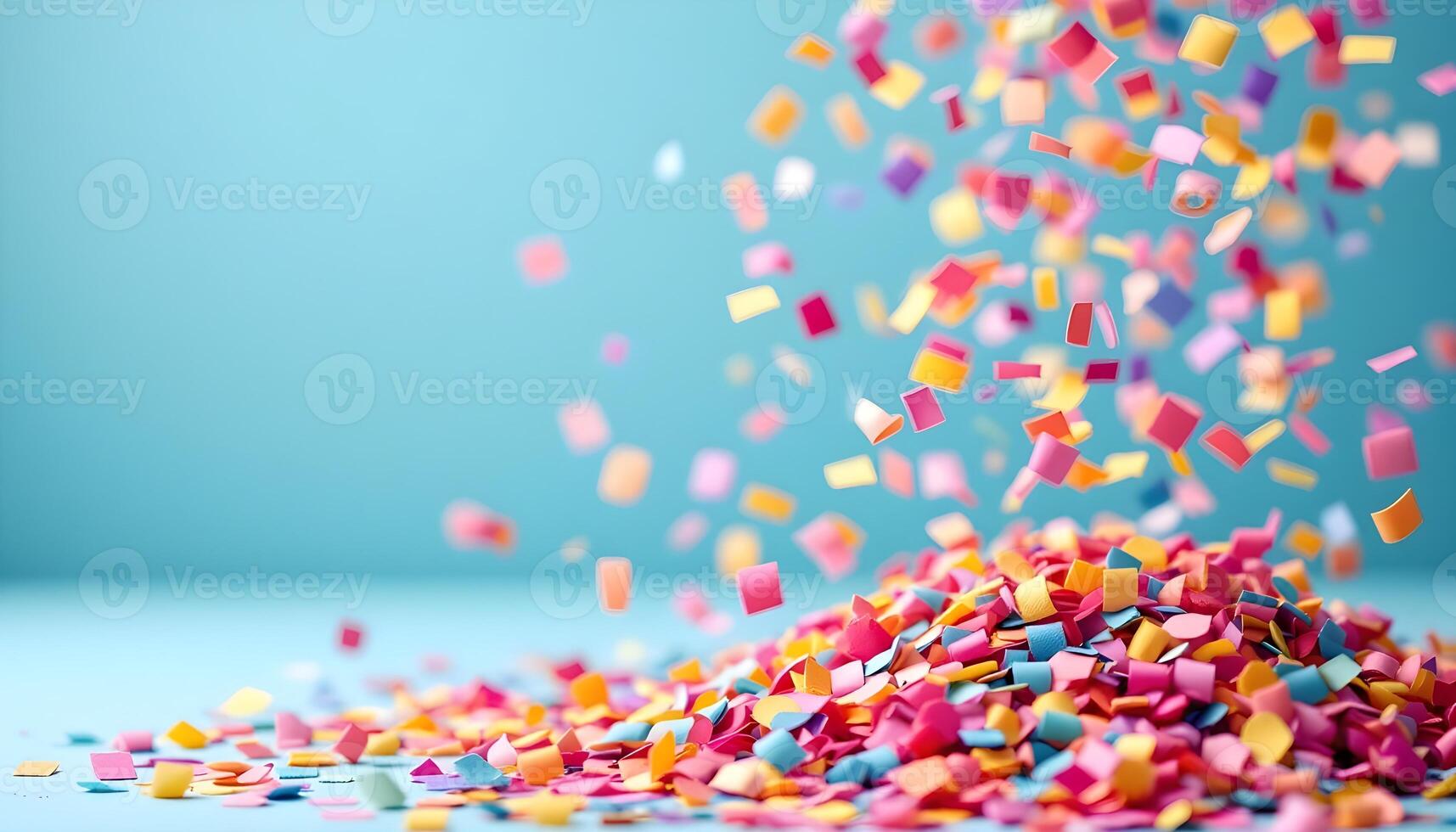 Colorful confetti falling from the top of a pile photo