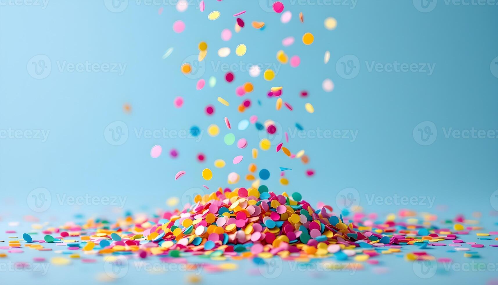 Colorful confetti falling from the top of a pile photo
