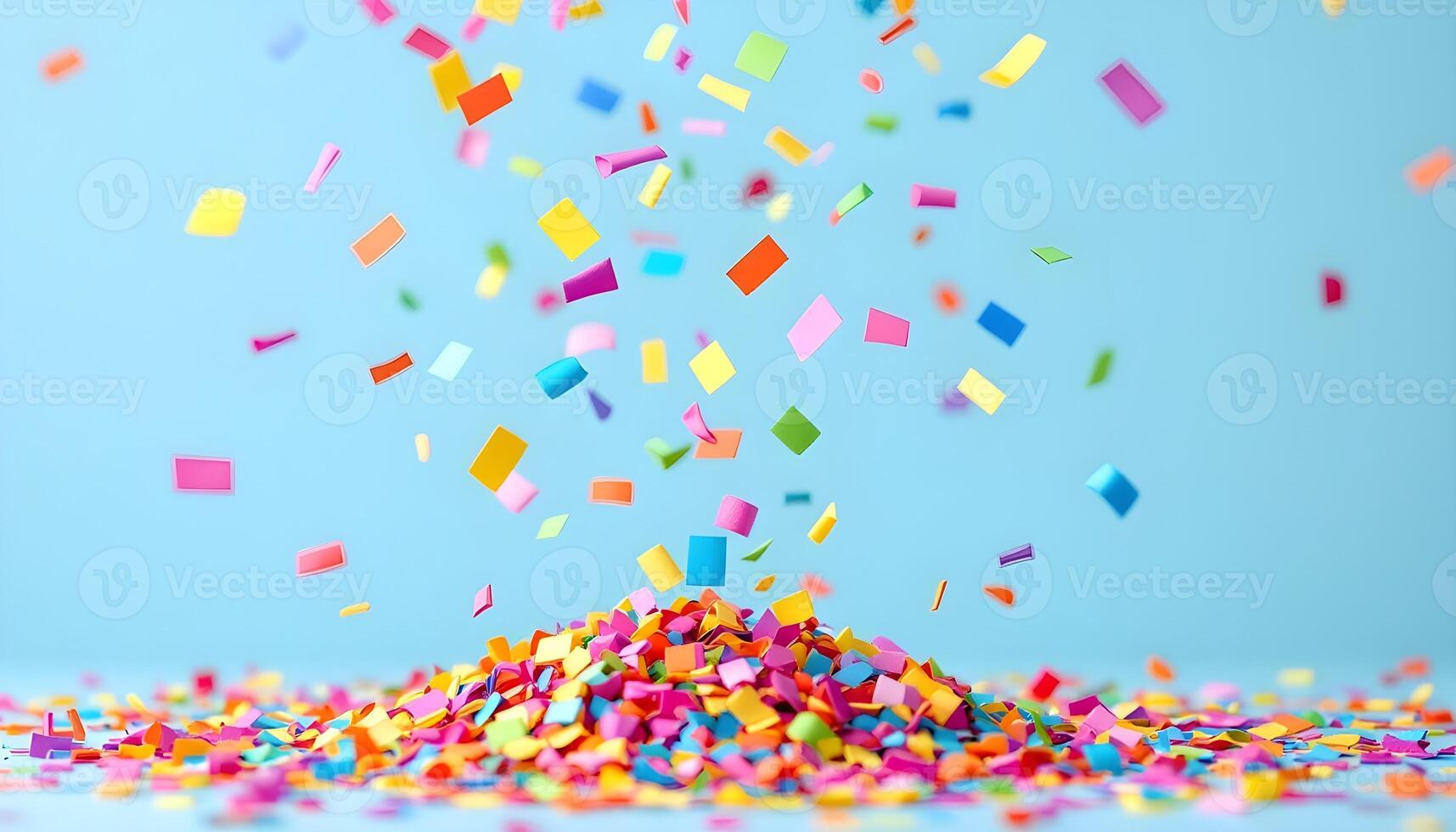 Colorful confetti falling from the top of a pile photo