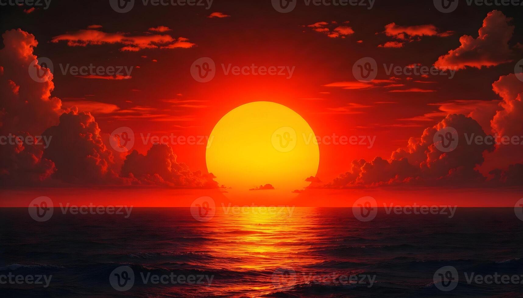 The sun is setting over the ocean in this image photo