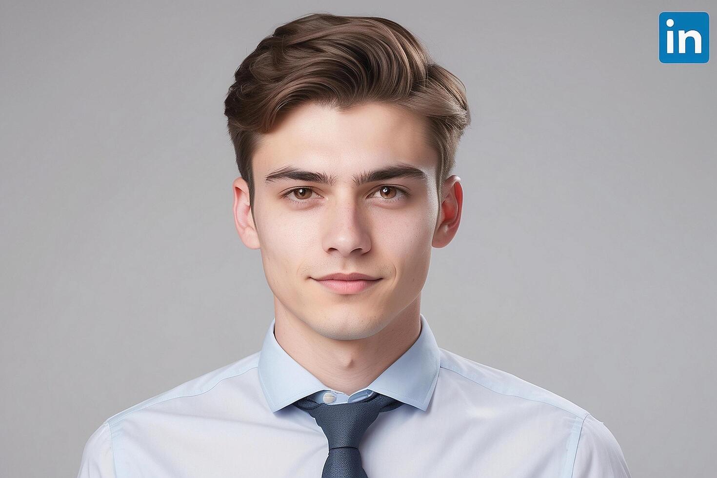 A young man in a shirt and tie photo