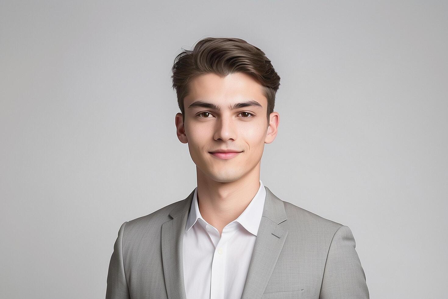A young man in a suit posing for the camera photo
