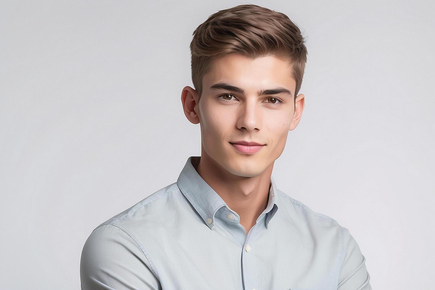 A young man in a shirt posing for the camera photo