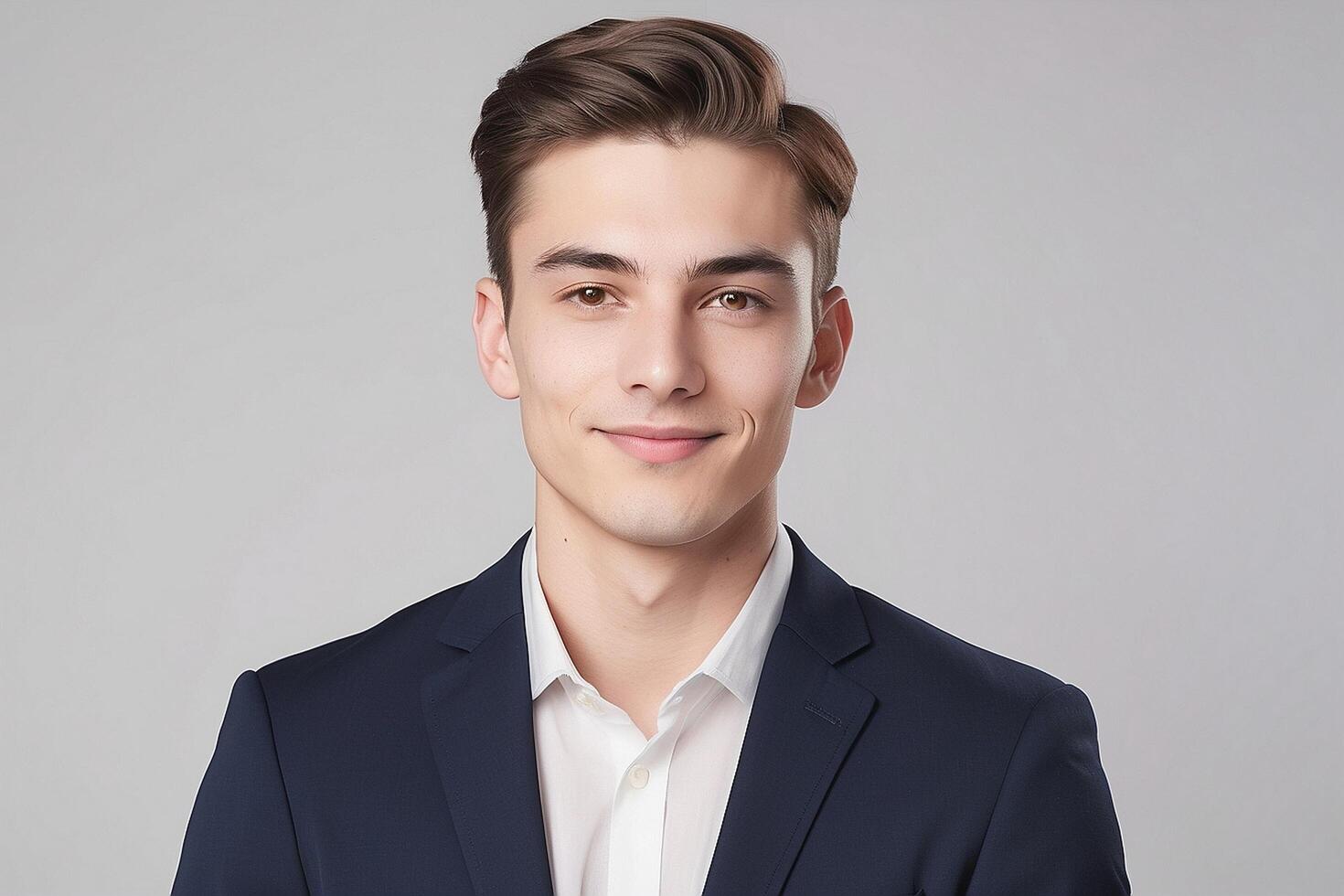 A young man in a suit and white shirt photo