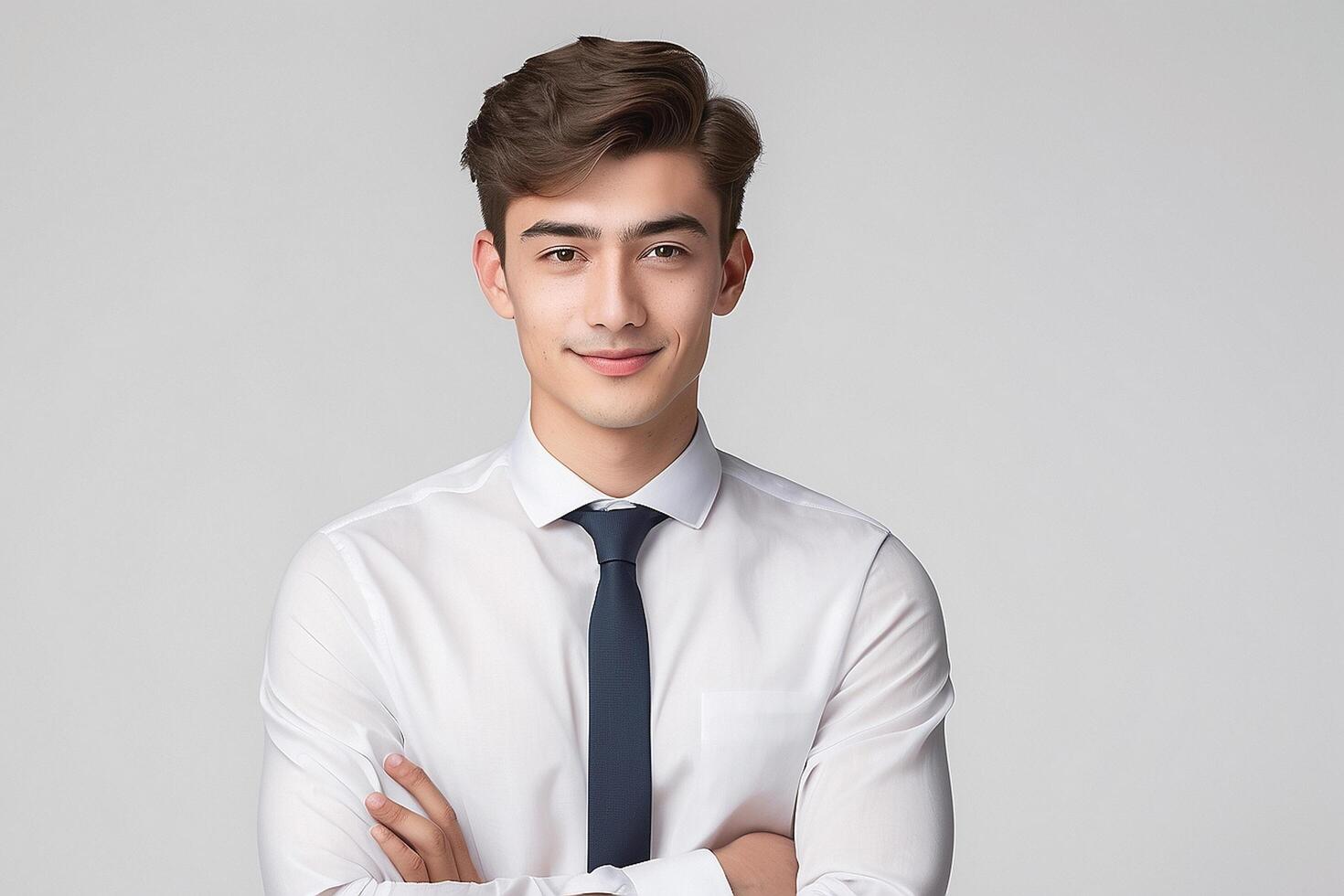 A young man in a shirt and tie photo