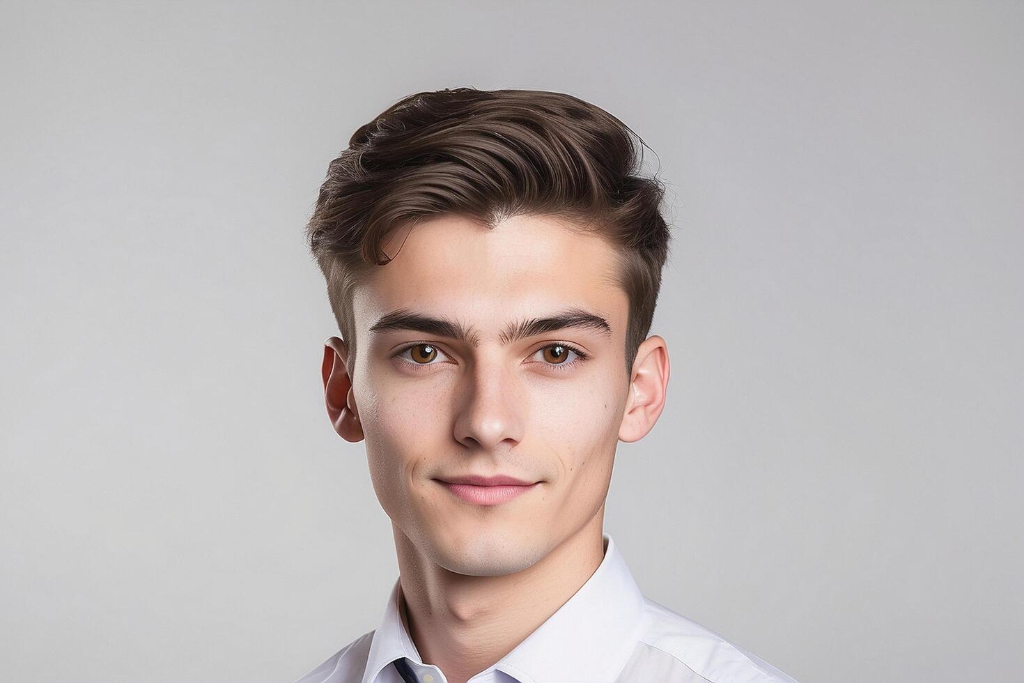 A young man in a white shirt and tie photo