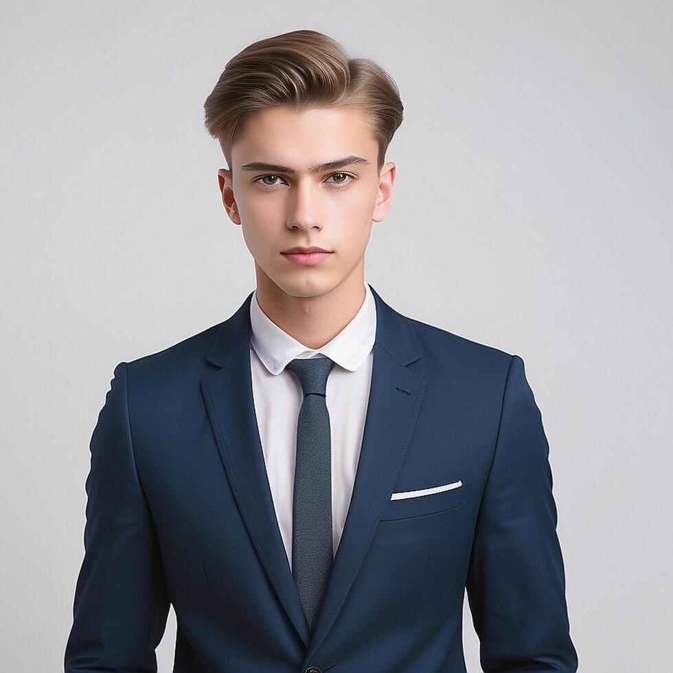 A young man in a suit and tie photo