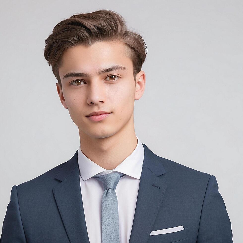A young man in a suit and tie photo