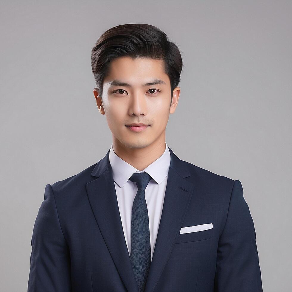 A young man in a suit and tie photo