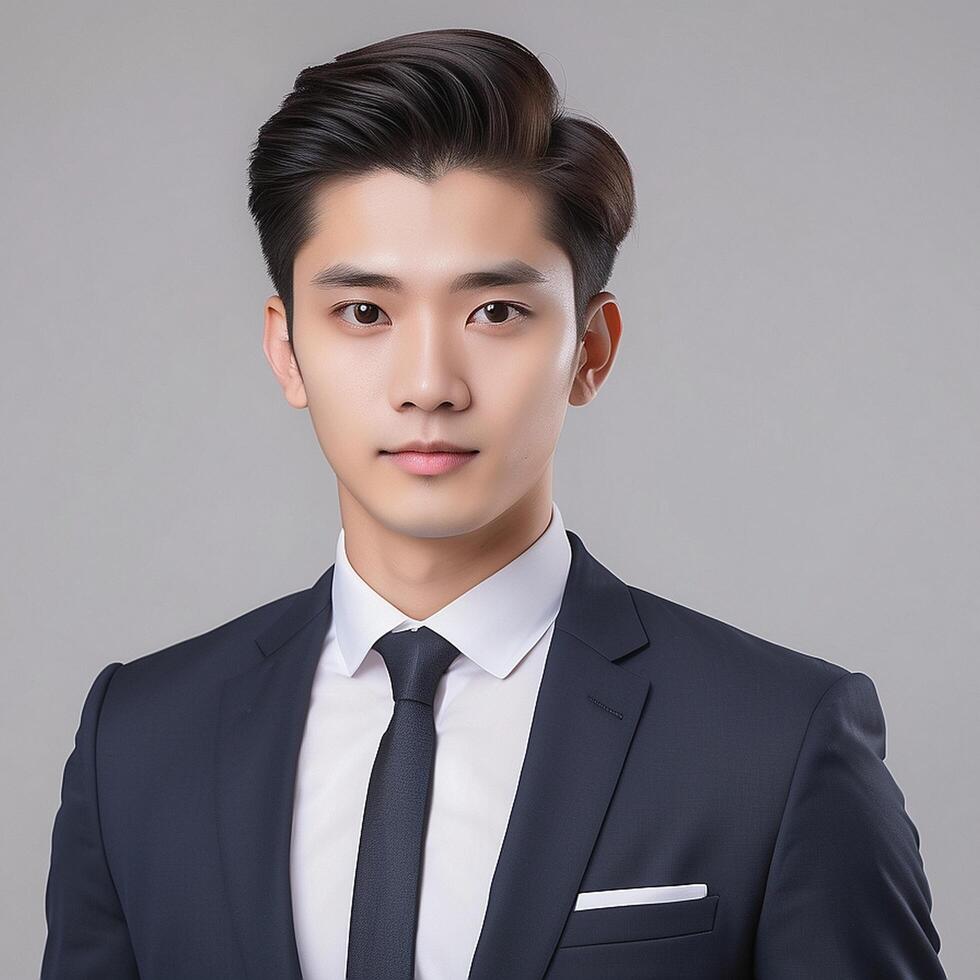 A young man in a suit and tie photo