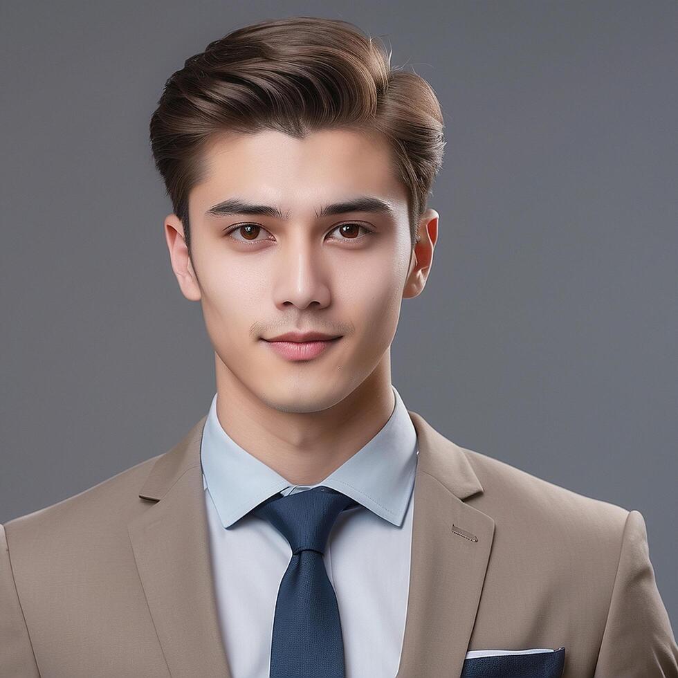 A young man in a suit and tie photo