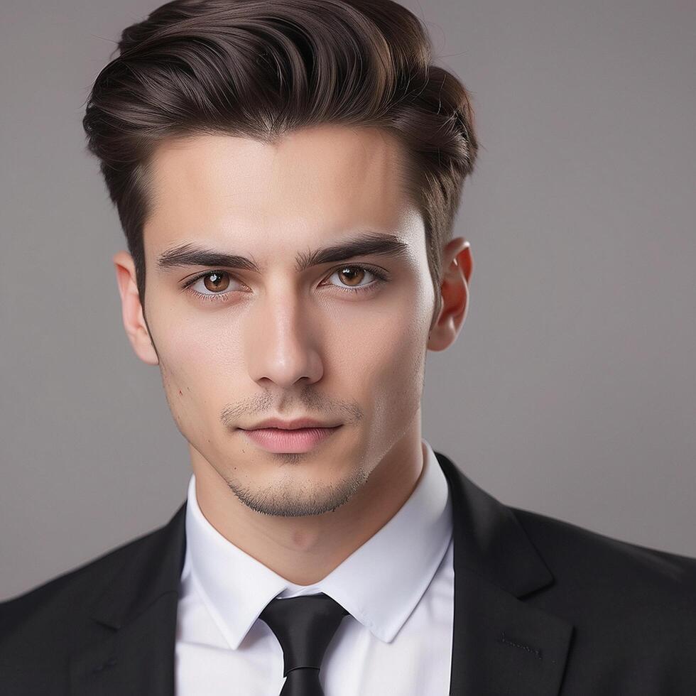 A man in a suit and tie looking at the camera photo