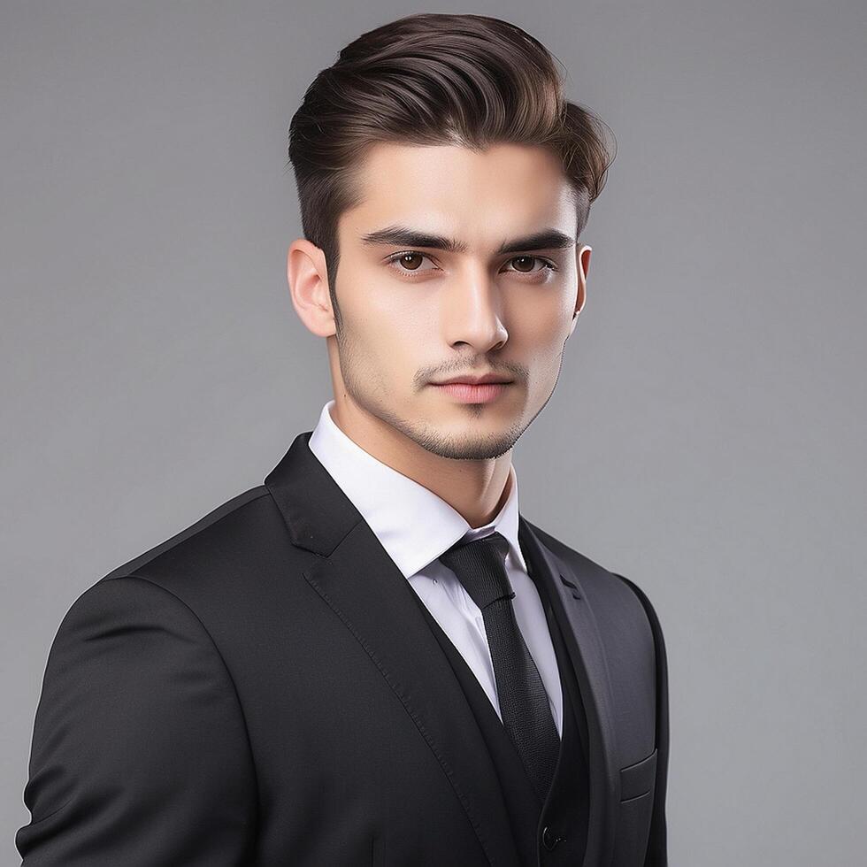 A man in a suit and tie posing for the camera photo