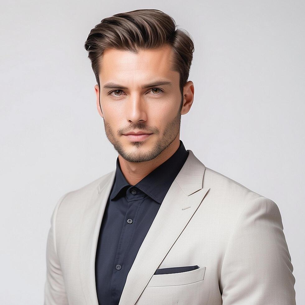 A man in a suit posing for the camera photo