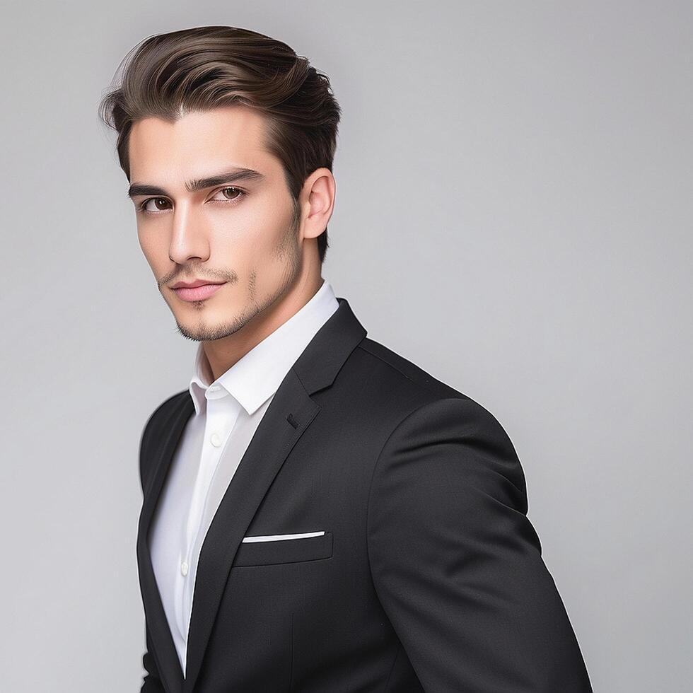 A man in a suit posing for the camera photo