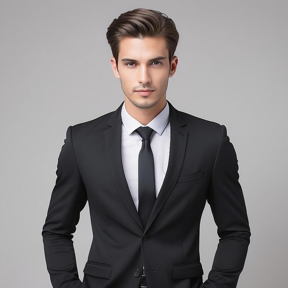 A man in a suit and tie posing for the camera photo