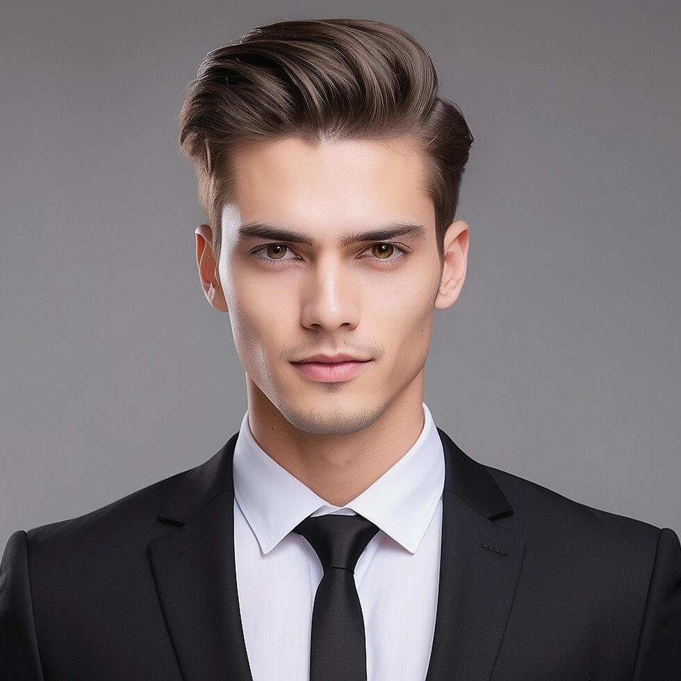 A man in a suit and tie looking at the camera photo