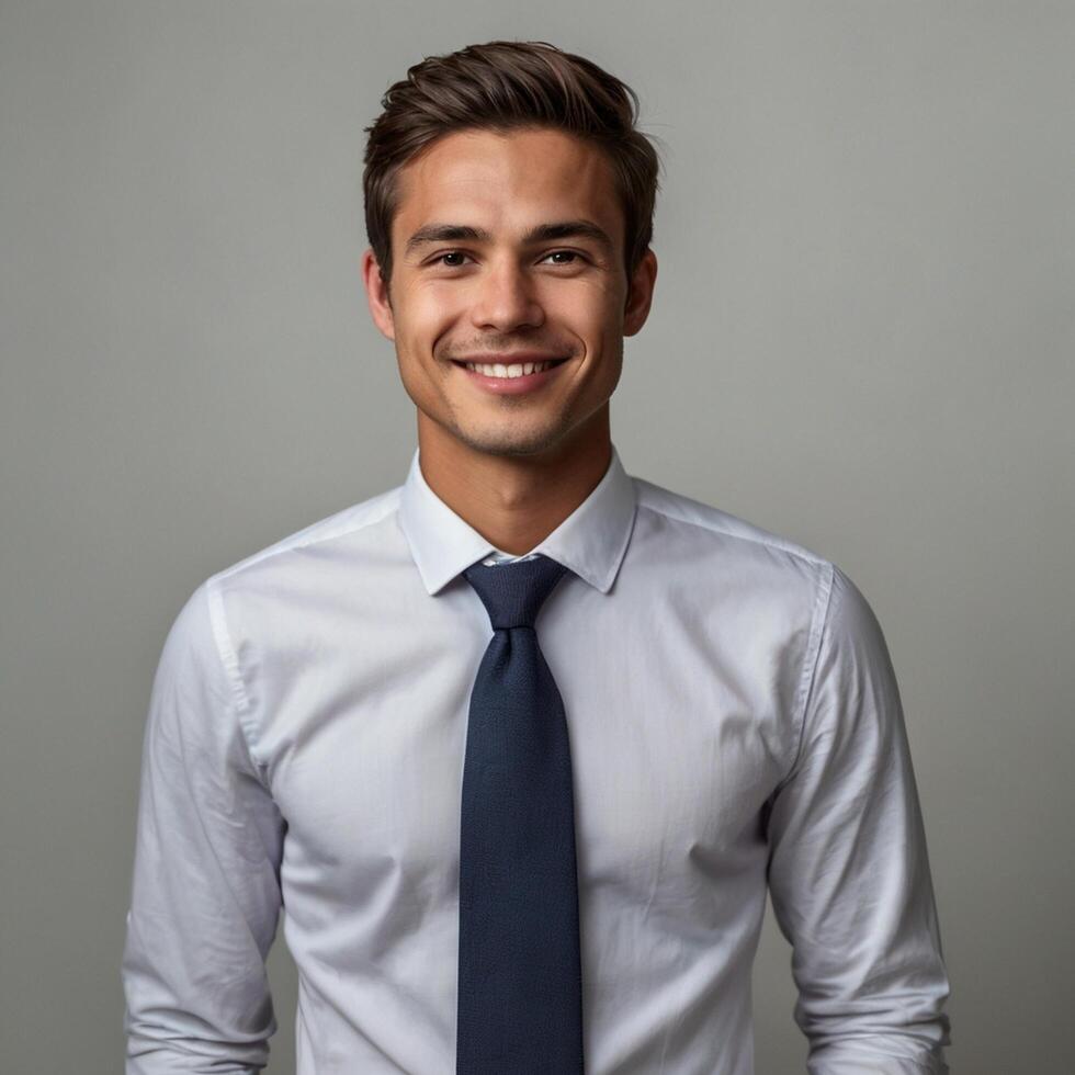 Portrait of a young man in a shirt and tie photo