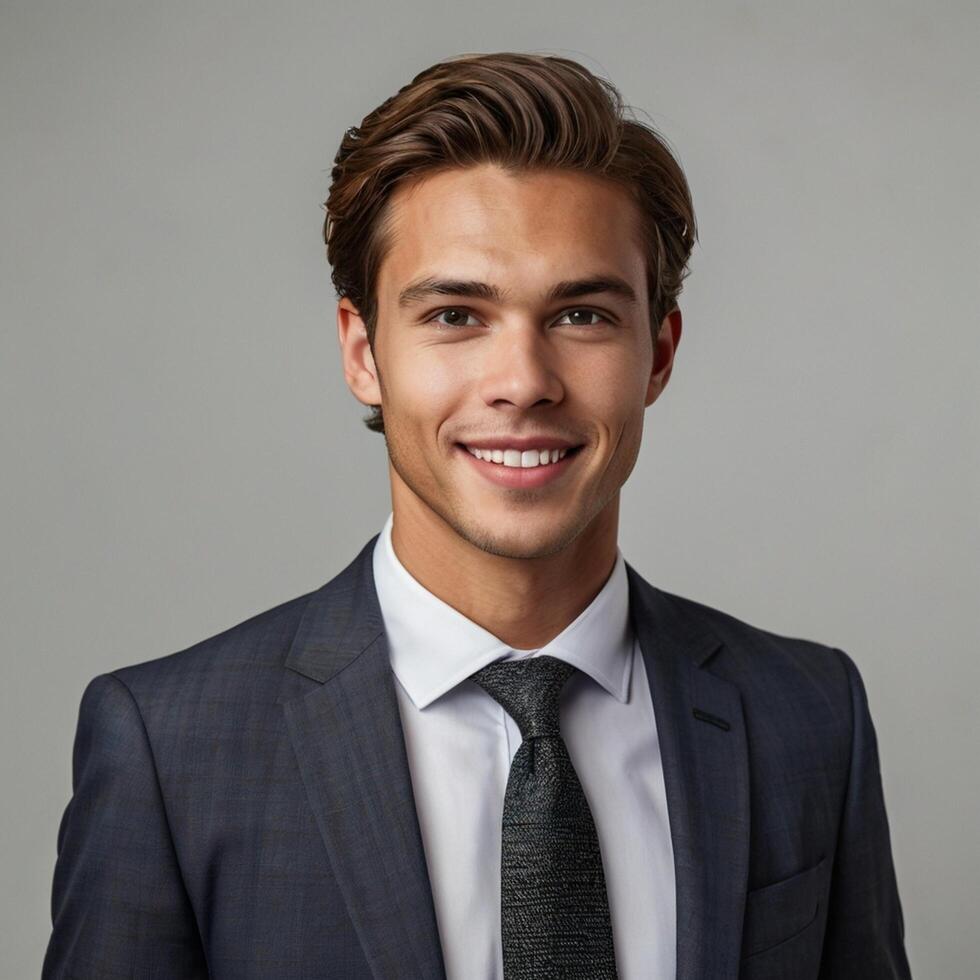 Portrait of a young man in a suit and tie photo