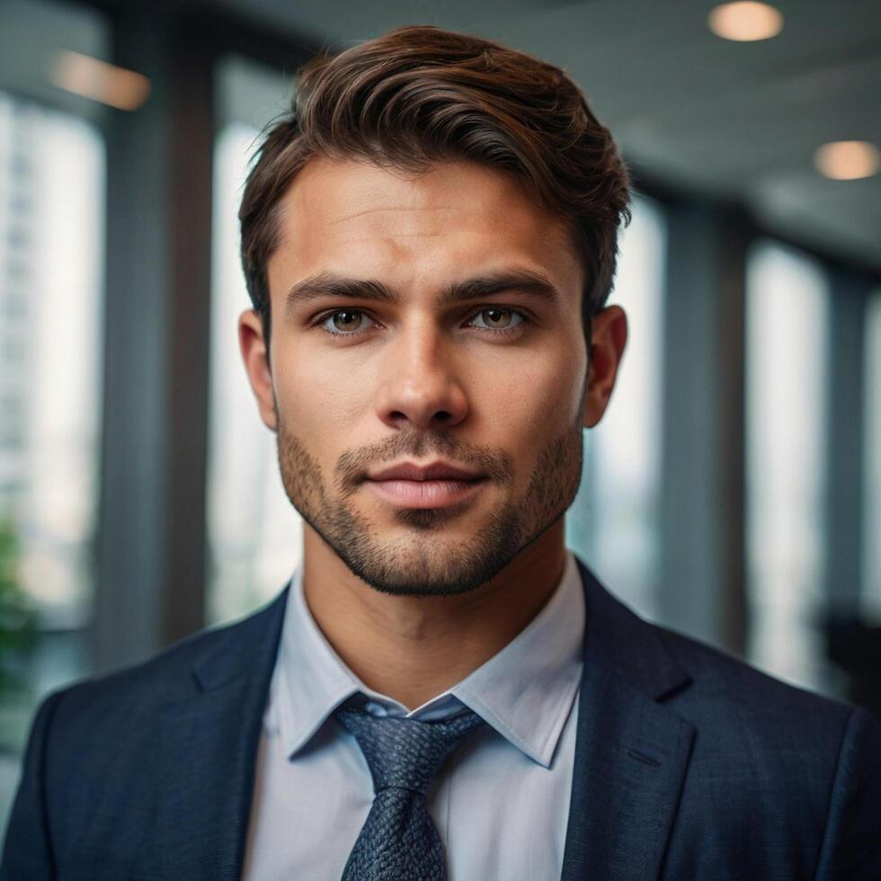 A man in a suit and tie looking at the camera photo