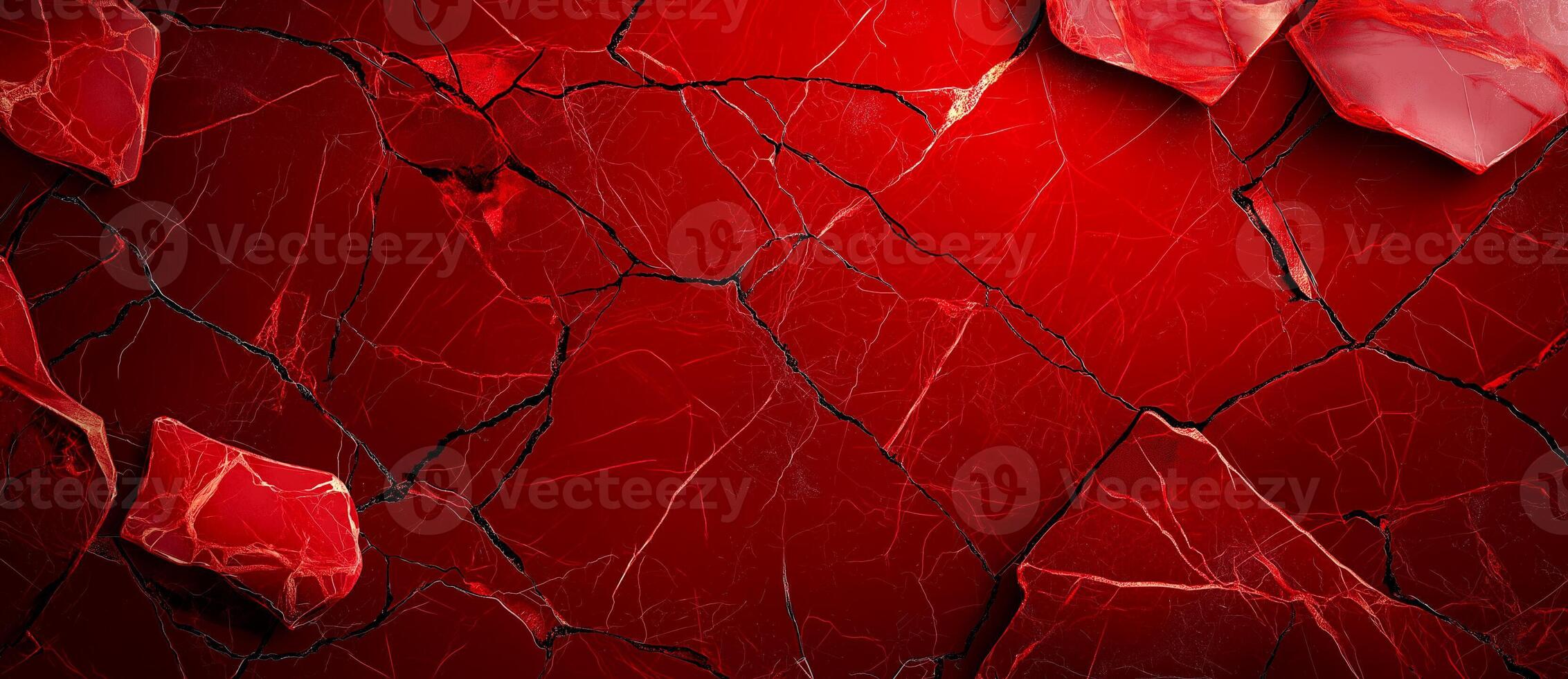 Red stone texture with cracks, featuring vibrant marble background. image showcases striking red surface with intricate patterns and broken pieces, evoking sense of boldness and elegance photo
