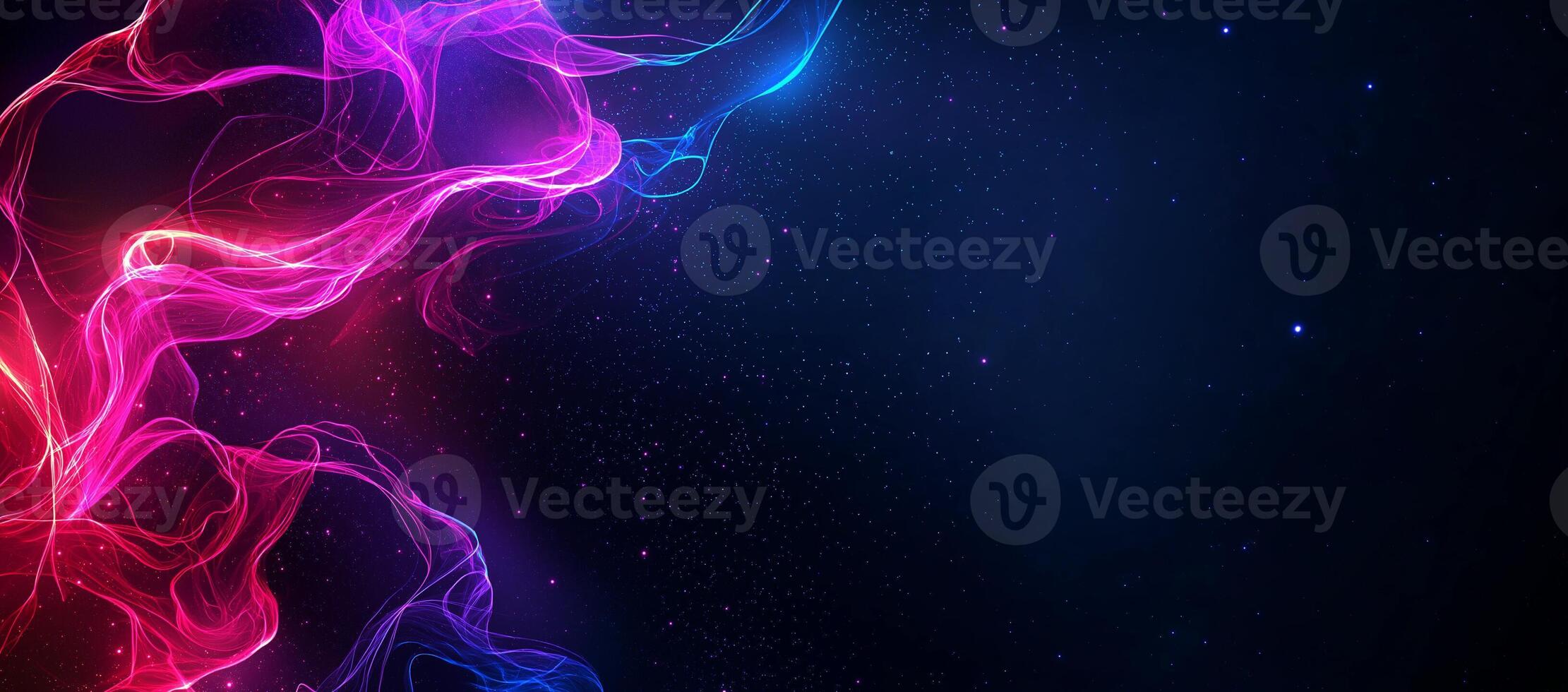 Colorful abstract waves with stars in dark space background evoke sense of wonder and creativity. Perfect for digital art and design projects photo