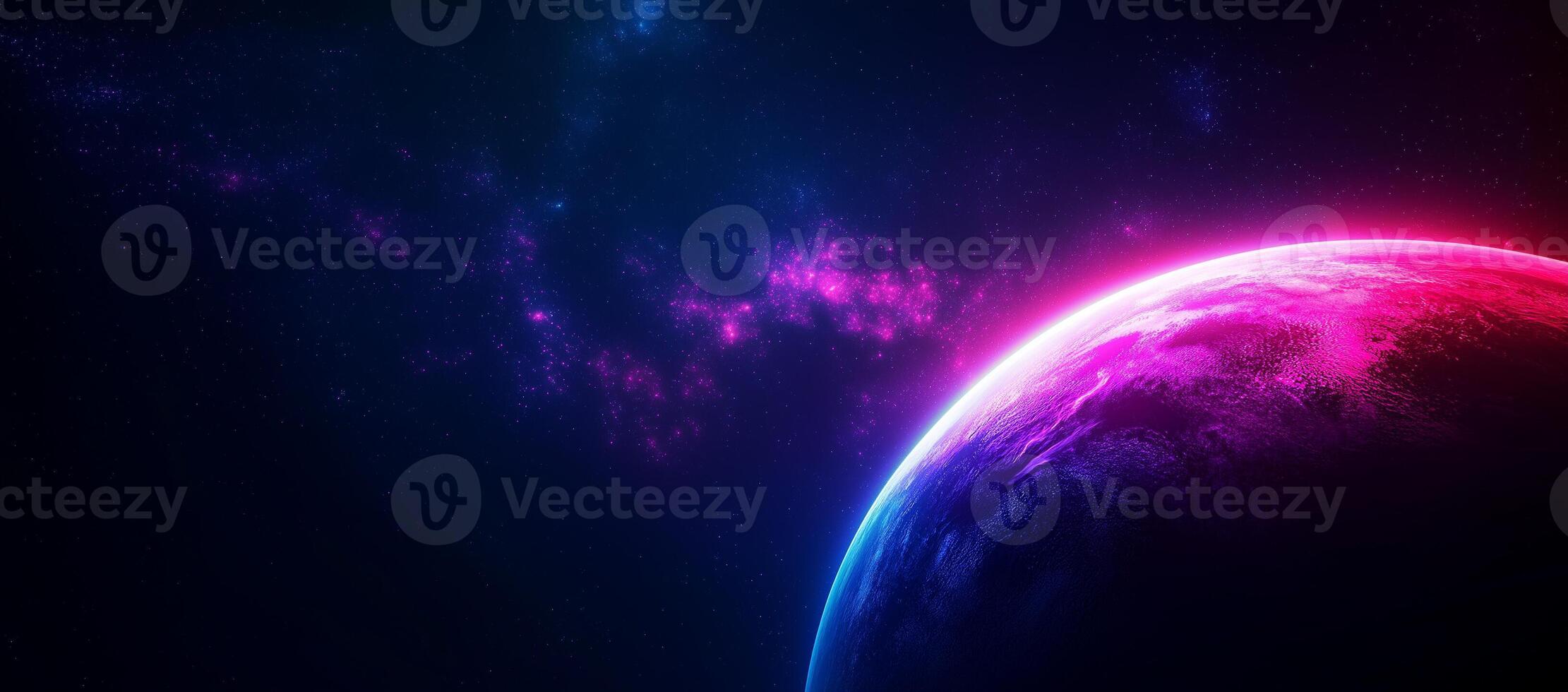 vibrant abstract background featuring planet, nebula, and stars, creating cosmic atmosphere. colors blend beautifully, evoking sense of wonder and exploration photo