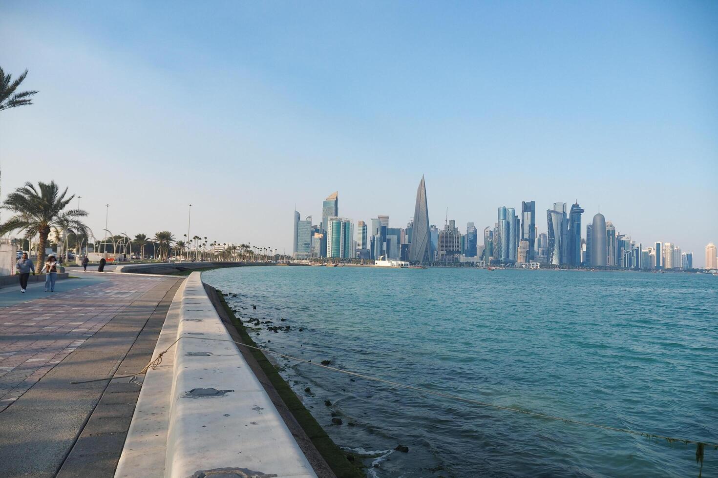qatar doha 1 february 2025 Qatar skyline view from the waterfront promenade during daylight photo