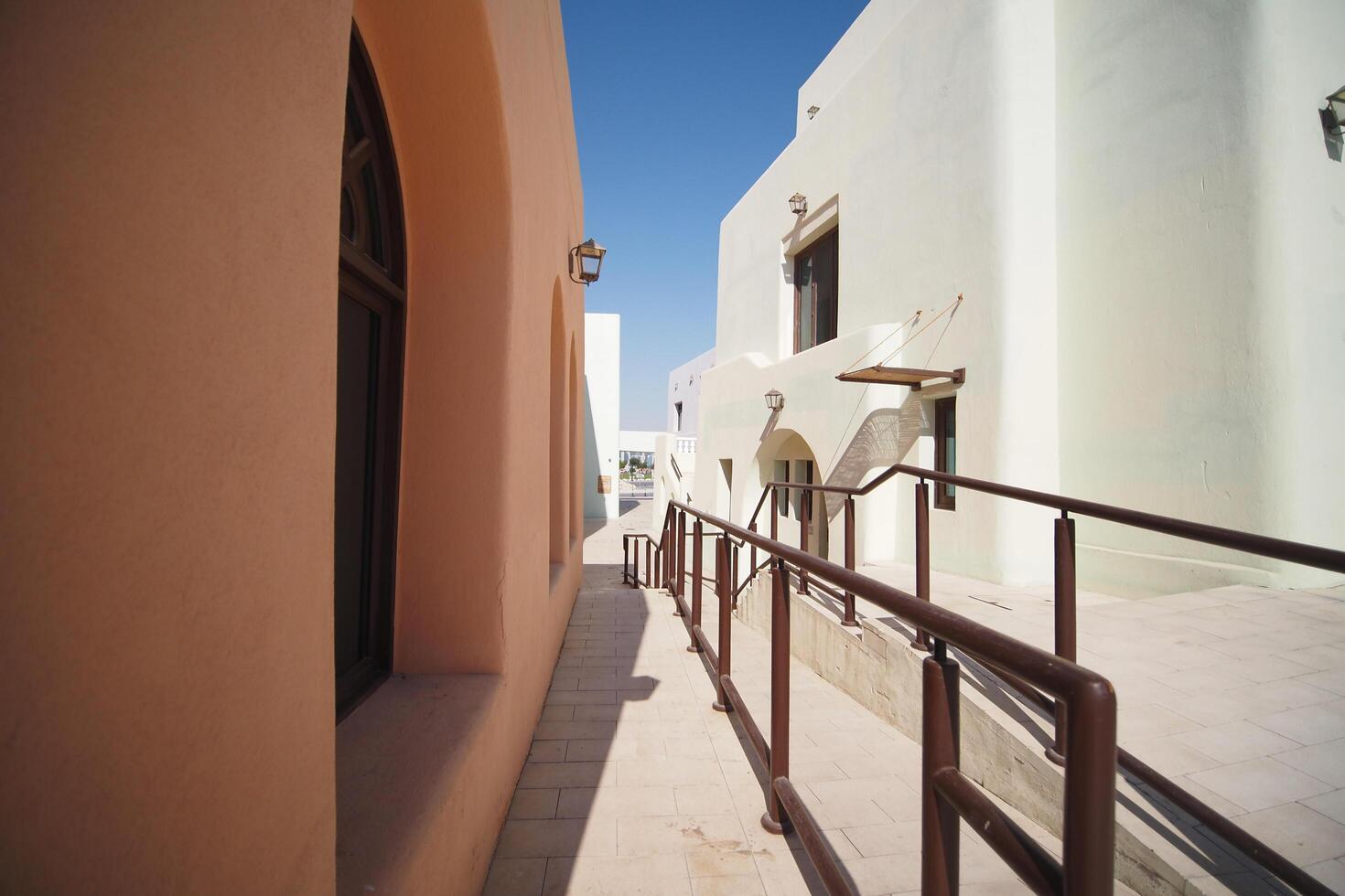 Qatar Doha 2 february 2025, Colorful architecture in desert town at mina district photo