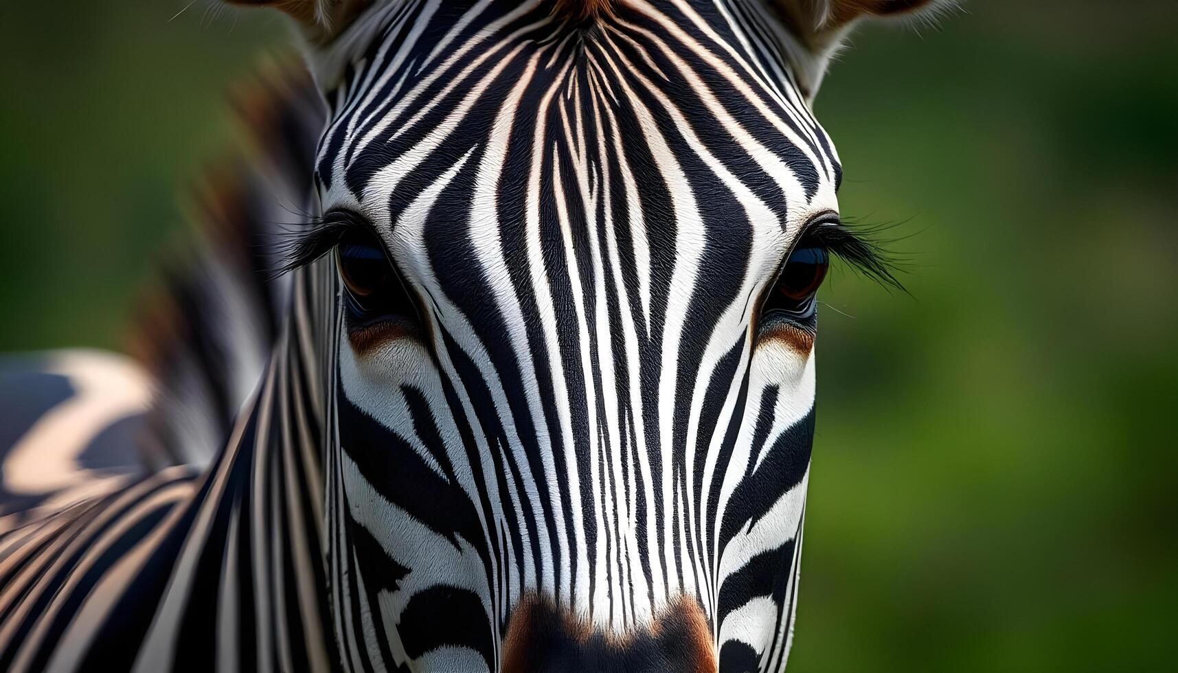 A close up of a zebra's face photo