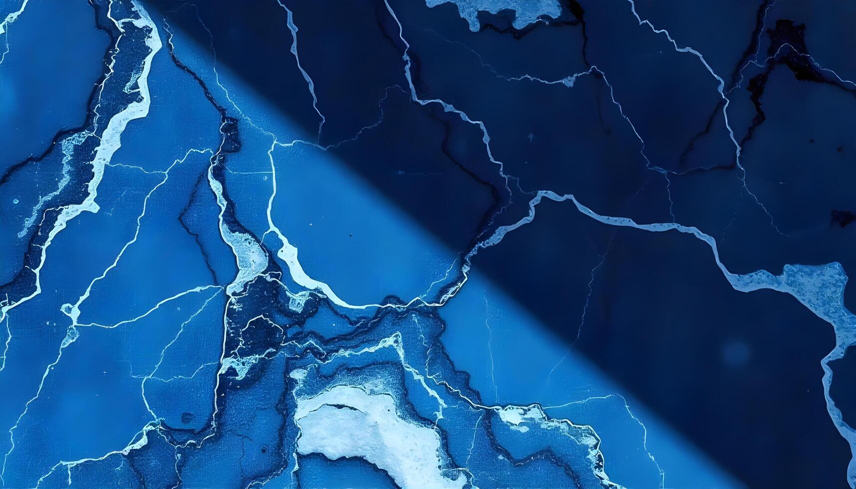 Deep blue and silver marble veins with a glossy finish, reflections, and shadows photo