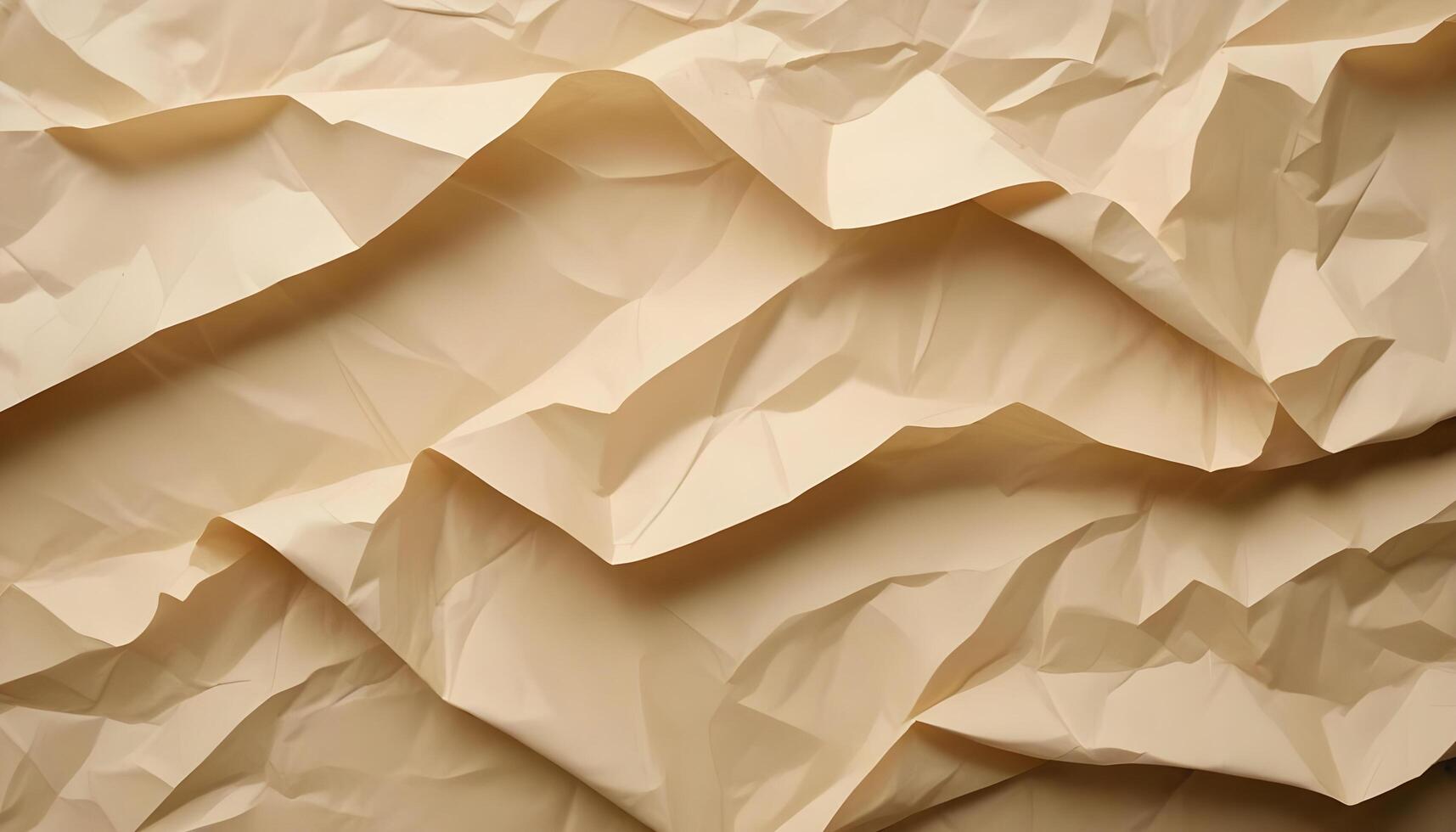Subtly wrinkled beige paper with a warm, natural tone and soft folds photo