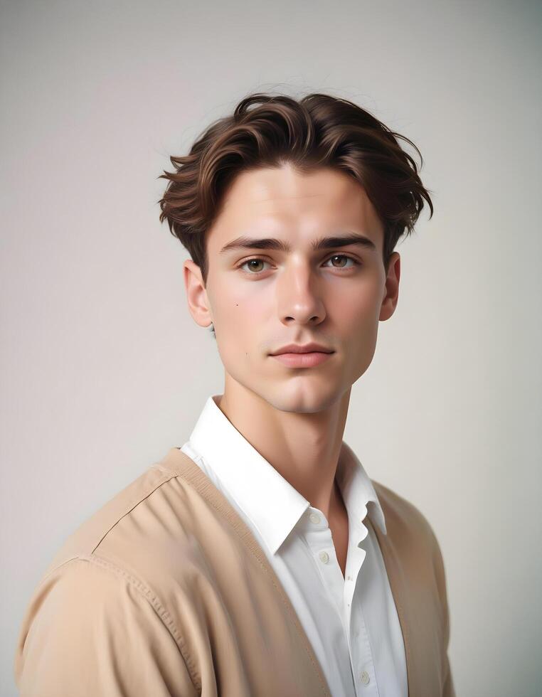 Contemporary Canadian man in a casual jacket and jeans standing against a clean backdrop photo