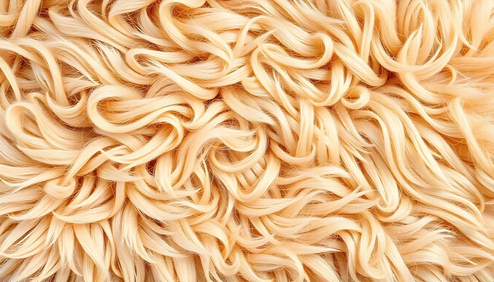 Golden yellow cooked ramen noodles with tangled, curly texture photo