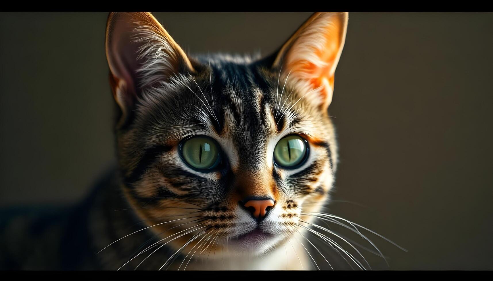 Portrait of a European Shorthair with Green Eyes and Relaxed Expression photo
