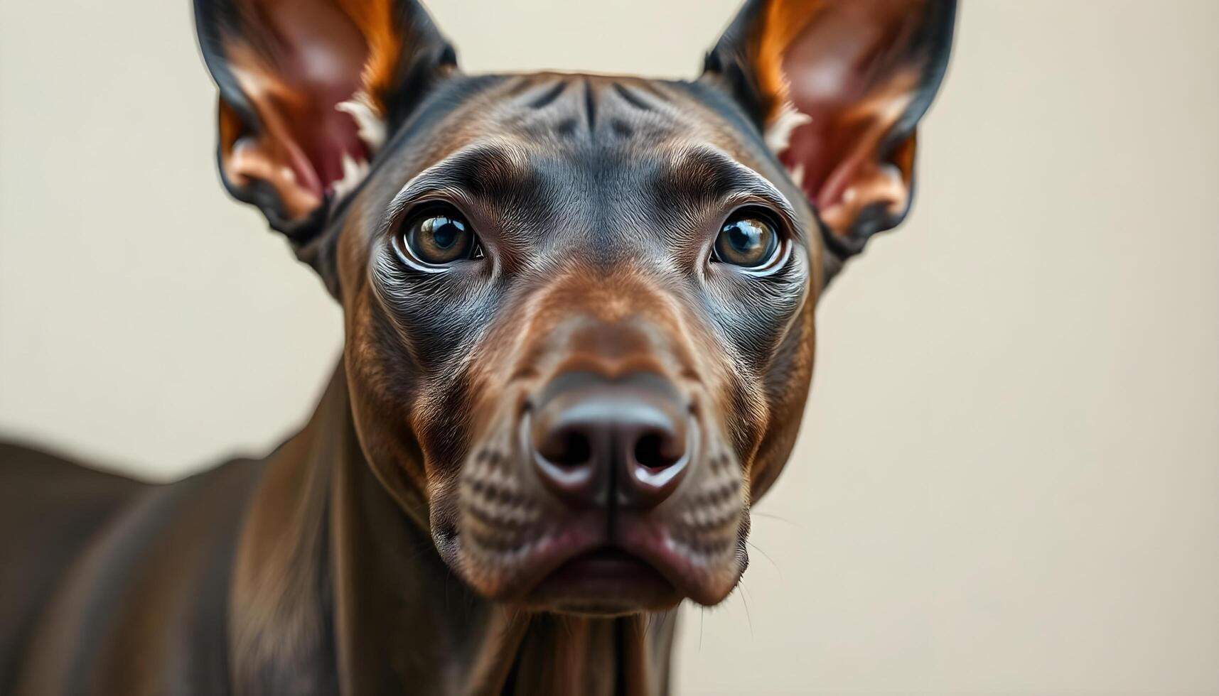 Close up of Thai Ridgeback with focused gaze and short coat in gentle lighting photo