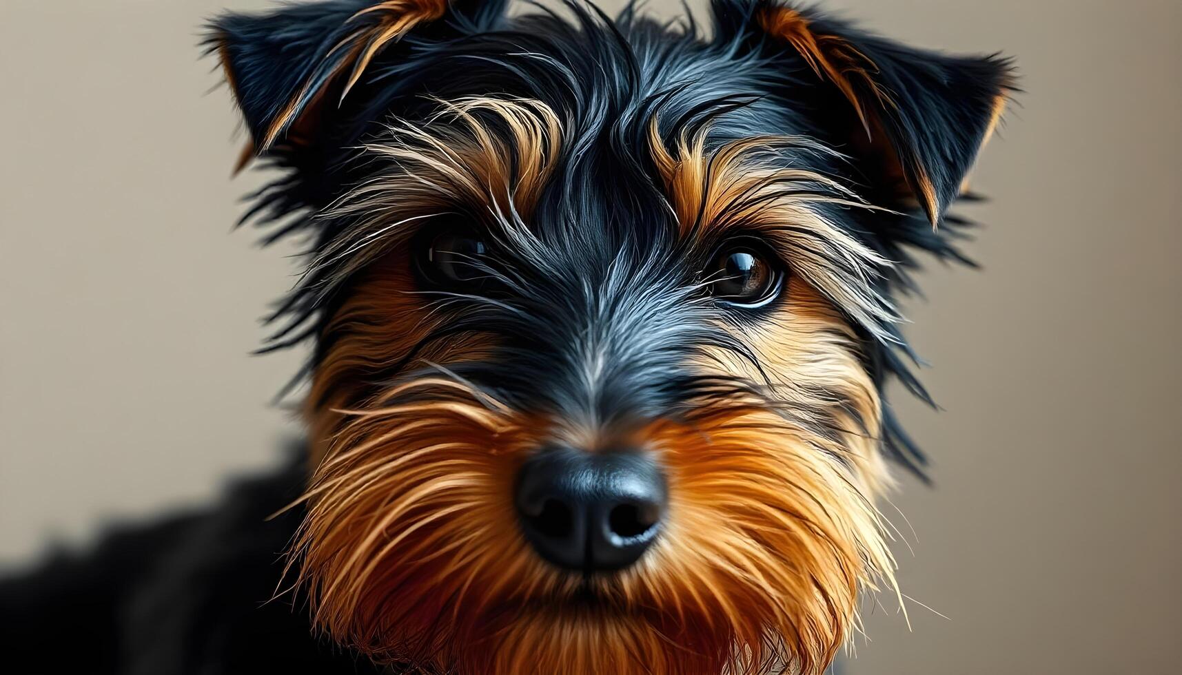 Welsh Terrier with dark eyes and wiry coat in soft natural light photo
