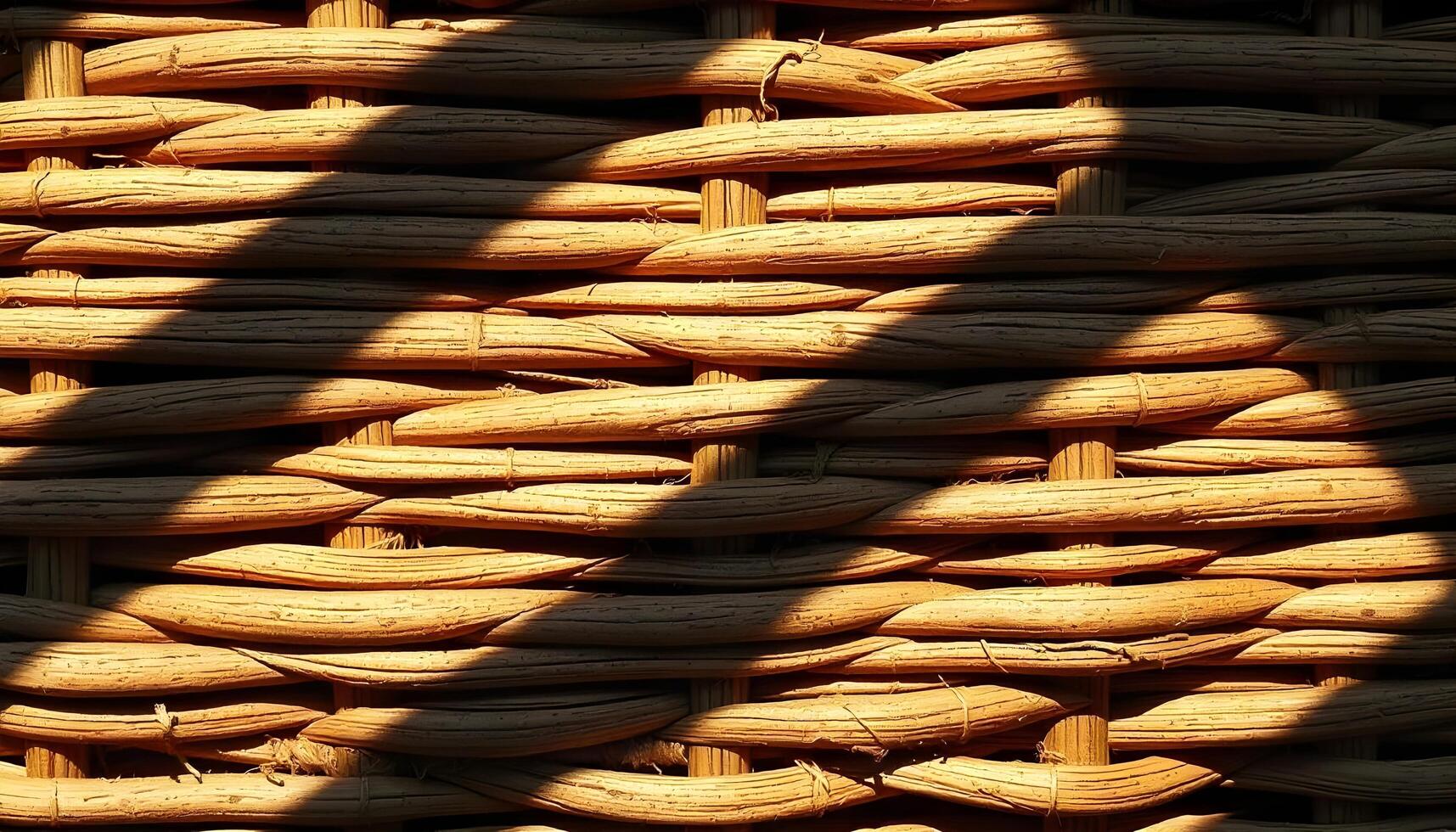 Detailed wicker strands with shadows adding depth to interwoven patterns photo