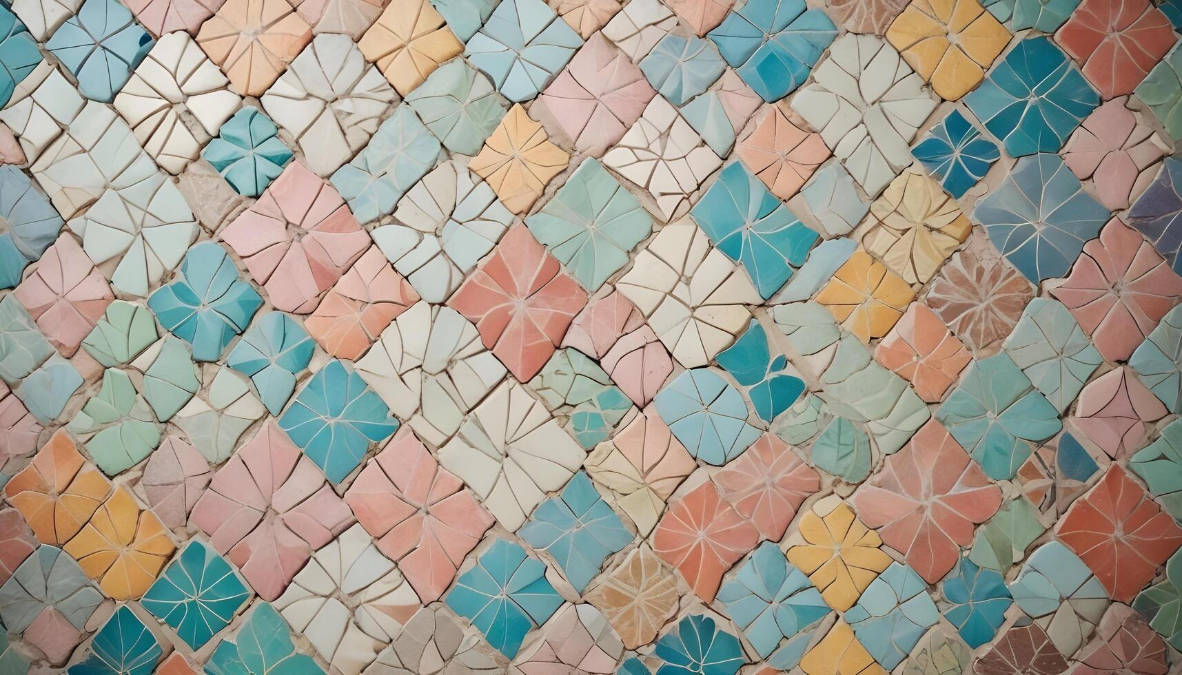 Colorful and detailed tile mosaic creating a dynamic texture photo