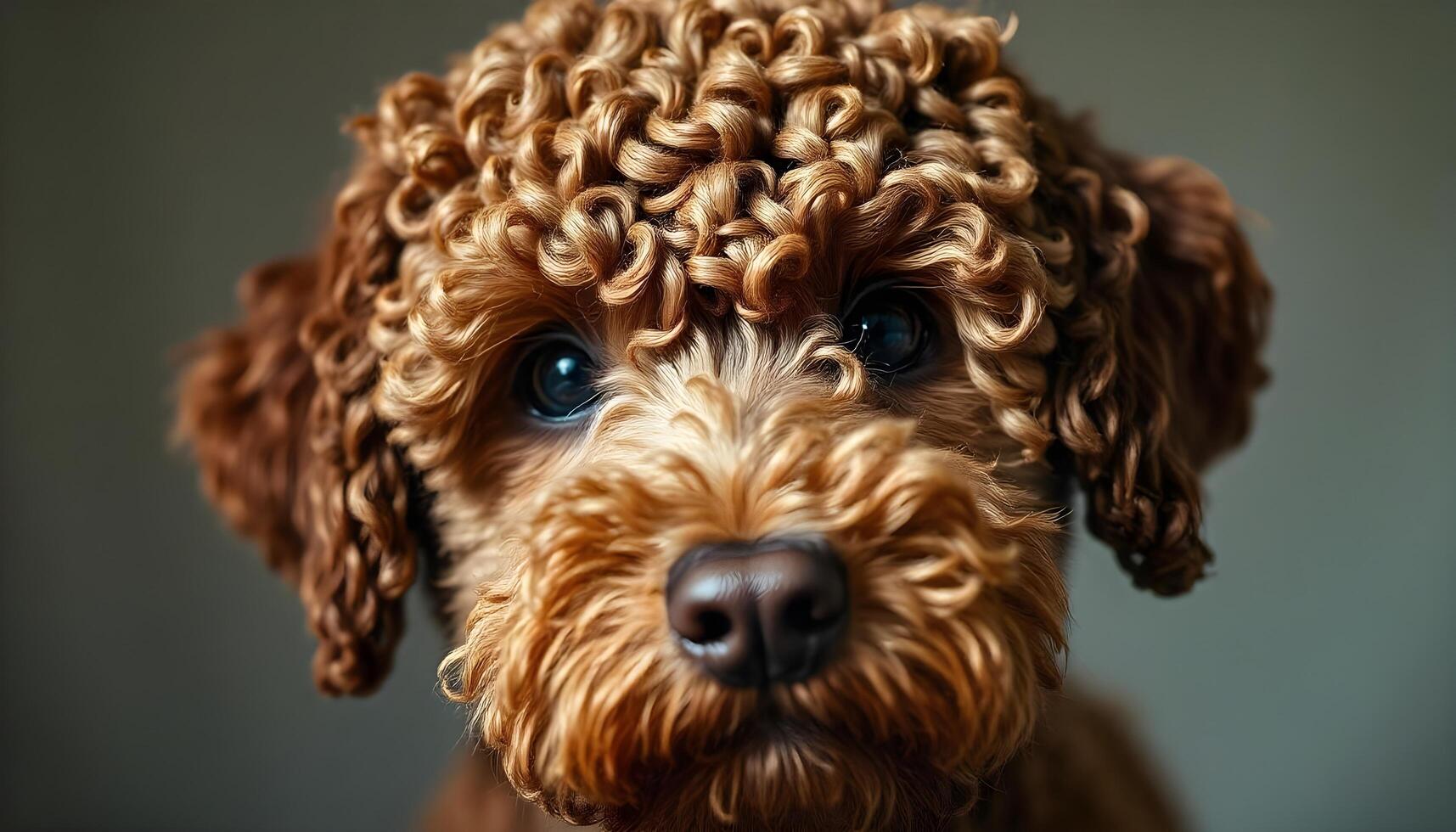 Lagotto Romagnolo with curly brown coat and focused gaze in soft natural light photo